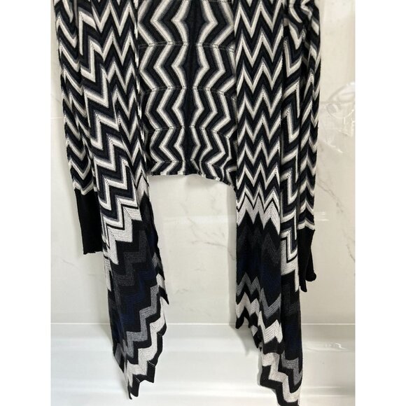 Autumn Cashmere Cardigan High Low Chevron Sweater Black White Size Small - Picture 5 of 8